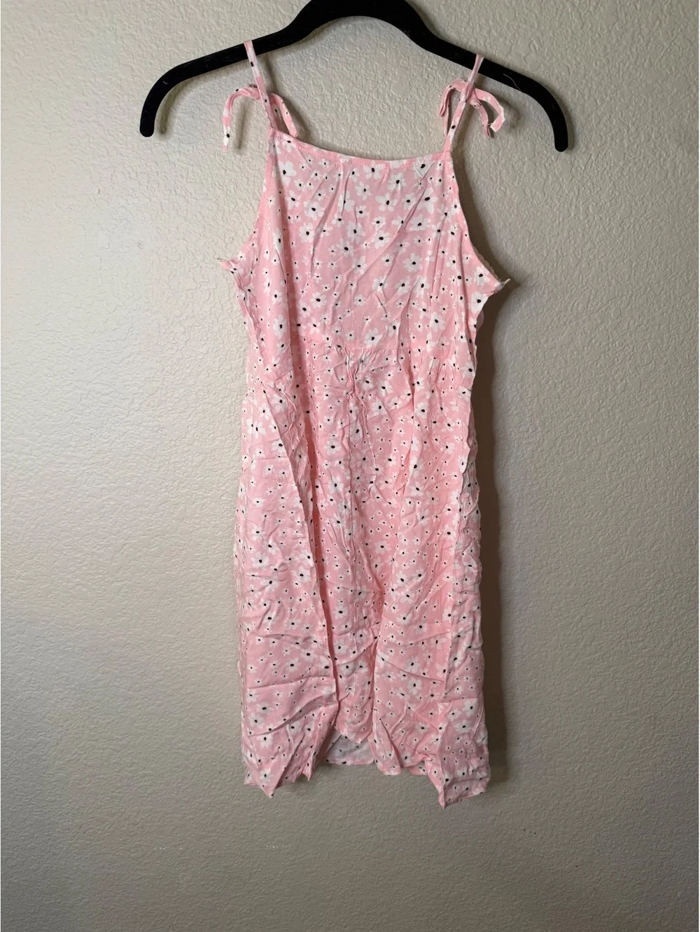 Girls Large Pink Floral Spaghetti Strap Dress